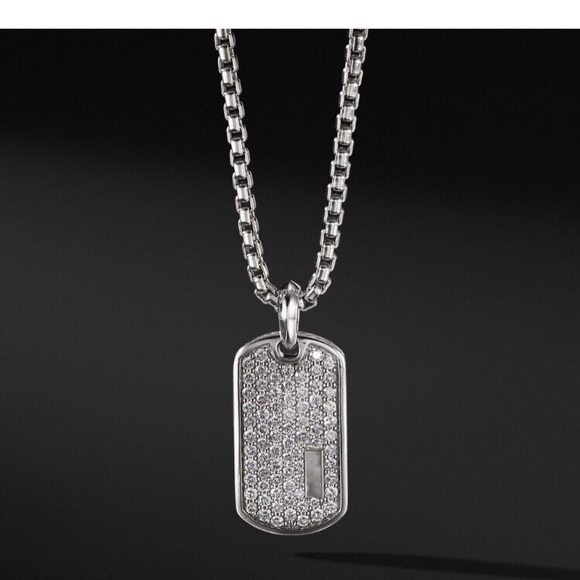 COPY - Dog Tag Necklace Black Crystal Mens 925 Sterling Silver Titanium FREE SH… - Picture 1 of 2